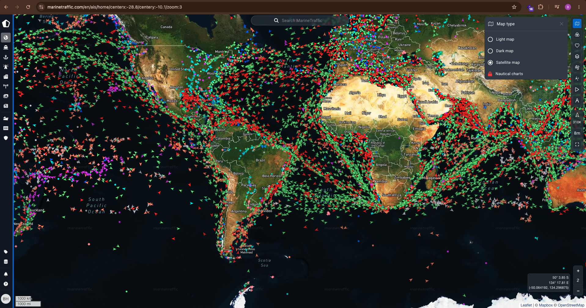 MarineTraffic global search result page